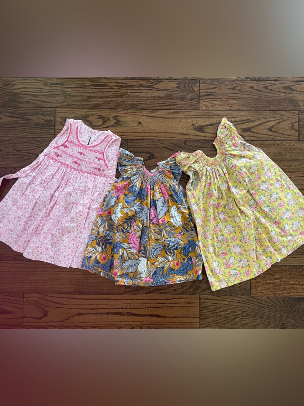 Handmade Liberty London style girl dresses, smocked, 100% cotton
